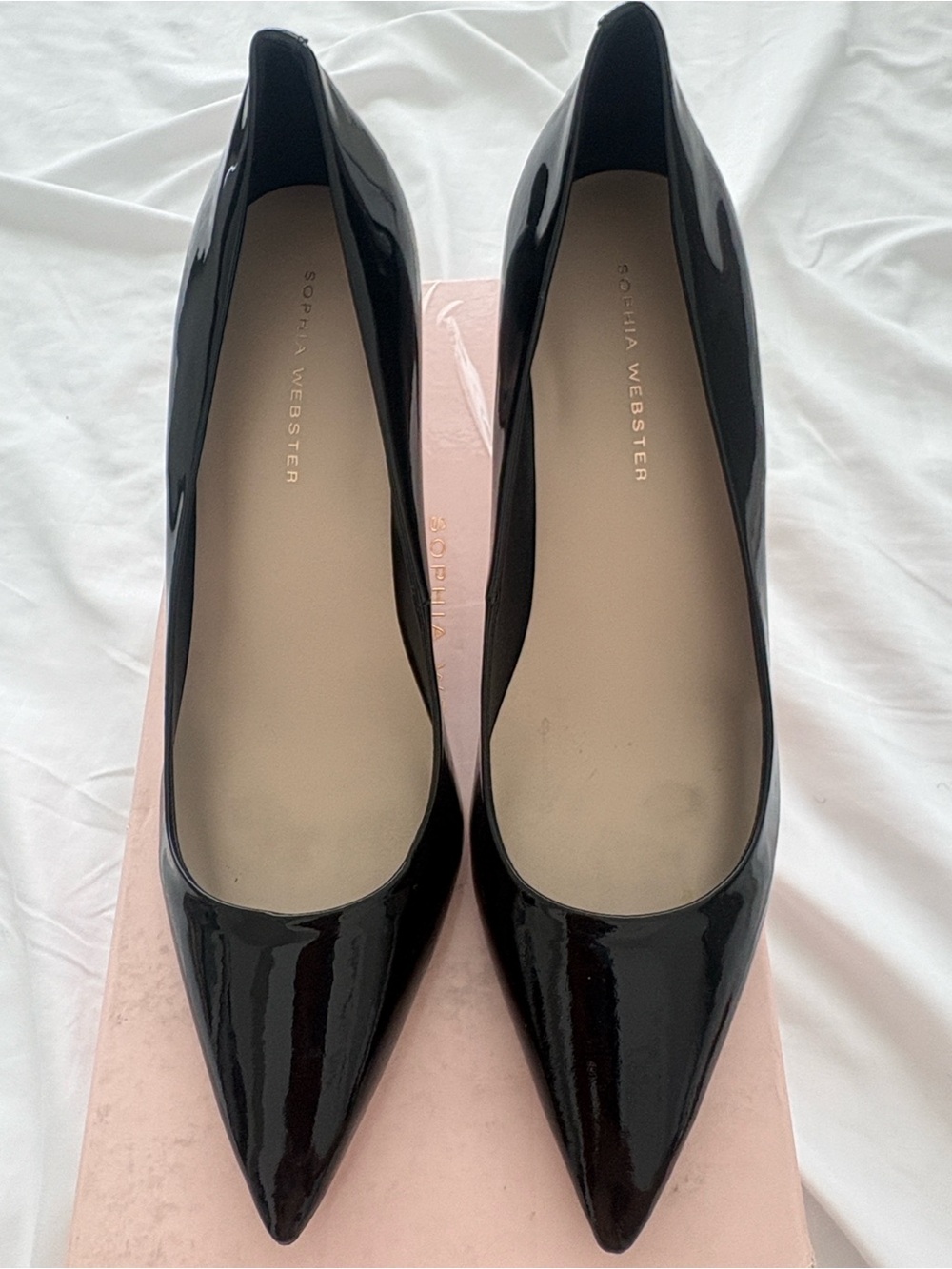 Sophia Webster Black Patent Pointed Toe Flats